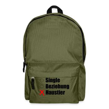 Single / Beziehung / Haustier - Rucksack - Olivgrün - Vorne