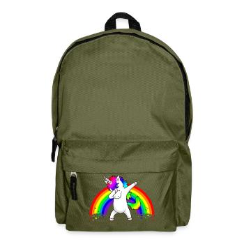 Dabbing Unicorn Regenbogen Dab Dance Einhorn Kind - Backpack - olive green - Front