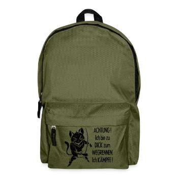 Dicke Katze, zu dick zum Wegrennen - Rucksack - Olivgrün - Vorne