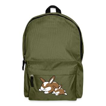 2 bunnies sleeping dad mom child mother lying tired - Backpack - olive green - Front