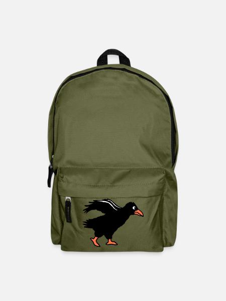 Rabe Vogel geht Krähe schnell rennen laufen lustig - Rucksack - Olivgrün