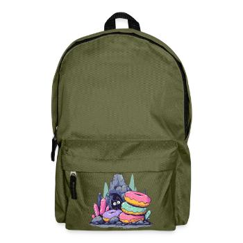 Cat Treasure in Donut Crystal Cave - Backpack - olive green - Front