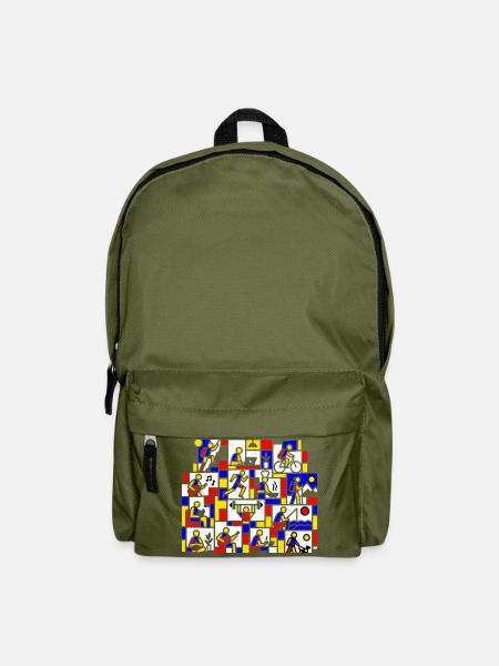 Bunte Life Block Collage - Rucksack - Olivgrün