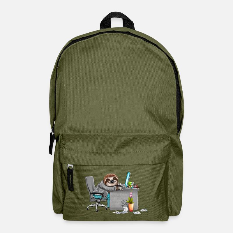 Müder Mitarbeiter Faultier im Büro - Rucksack - Olivgrün