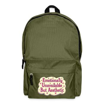 Emotionally Unavailable Retro Aesthetic - Backpack - olive green - Front