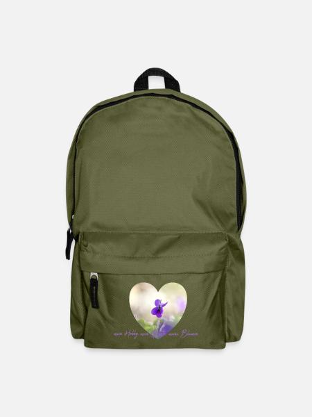 Blumenherz Veilchen im Pastelllicht Garten Blumen - Rucksack - Olivgrün