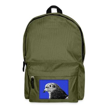 Taubenporträt auf Electric Blue - Rucksack - Olivgrün - Vorne