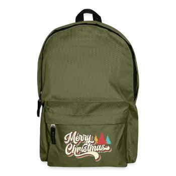 Retro Merry Christmas Rainbow Script - Backpack - olive green - Front
