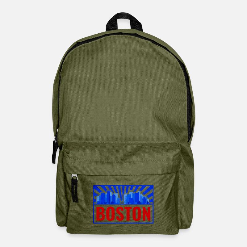 Boston Skyline Retro Rot Blau - Rucksack - Olivgrün