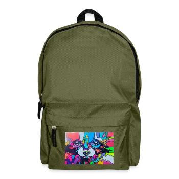 Colorful raccoon - Backpack - olive green - Front