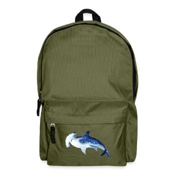Hammerhead Shark Watercolor Watercolor Shirt - Backpack - olive green - Front