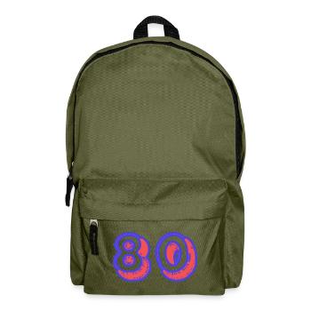 80. 80 YEARS. 80th ANNIVERSARY. 80TH BIRTHDAY. - Backpack - olive green - Front