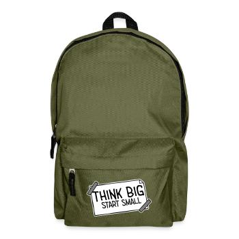 Pensez Grand, Commence, Petit, Motivation, Mentalité, Évolution. - Sac à dos - vert olive - Devant