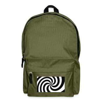 Hypnotische Schwarz-Weiß-Haarfeder - Rucksack - Olivgrün - Vorne