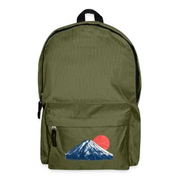 Blaues Bergpanorama mit roter Sonne Fuji Origami - Rucksack - Olivgrün - Vorne