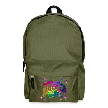 Mamabär Bärin Bunt Tie Dye Batik - Rucksack - Olivgrün - Vorne