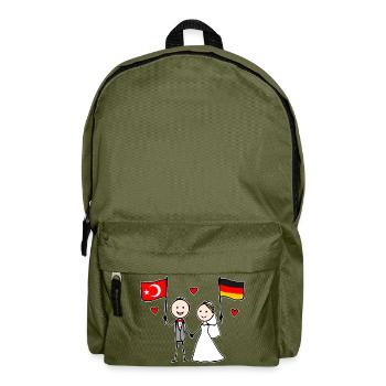 Wedding Couple Turkey Germany Flag - Backpack - olive green - Front