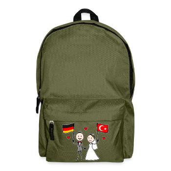 Wedding couple Germany Turkey Flag - Backpack - olive green - Front