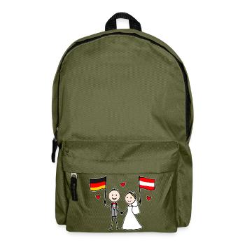 Wedding couple Germany Austria Flag - Backpack - olive green - Front