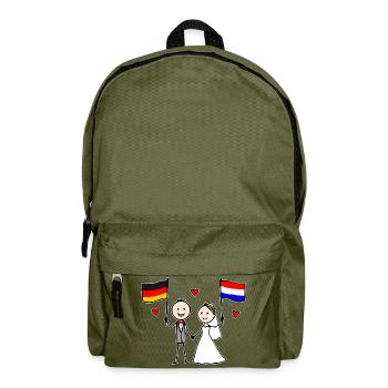 Hochzeitspaar Deutschland Holland Flagge - Rucksack - Olivgrün - Vorne