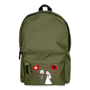 Couple de mariage Suisse Albanie Drapeau - Sac à dos - vert olive - Devant