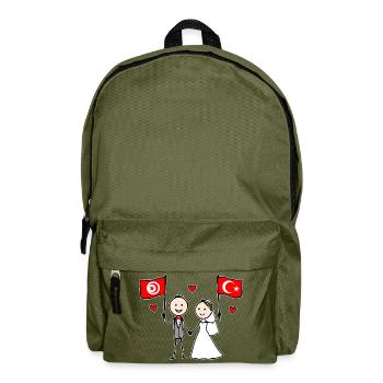 Hochzeitspaar Tunesien Türkei Flagge - Rucksack - Olivgrün - Vorne