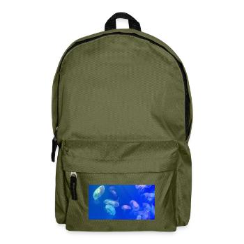 Blaues Quallenmuster - Rucksack - Olivgrün - Vorne