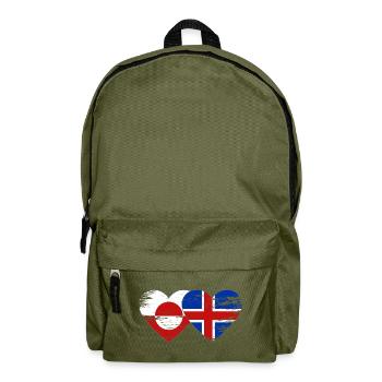 Cœur du drapeau du Groenland Islandade utilisé - Sac à dos - vert olive - Devant