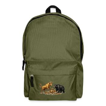 Bulle und Bär Börse Aktien Trading Finanzmarkt - Rucksack - Olivgrün - Vorne