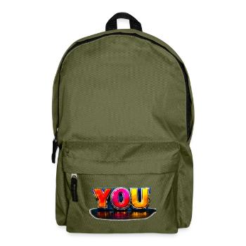 Typographie des arcs-en-ciel 3D YOU - Sac à dos - vert olive - Devant