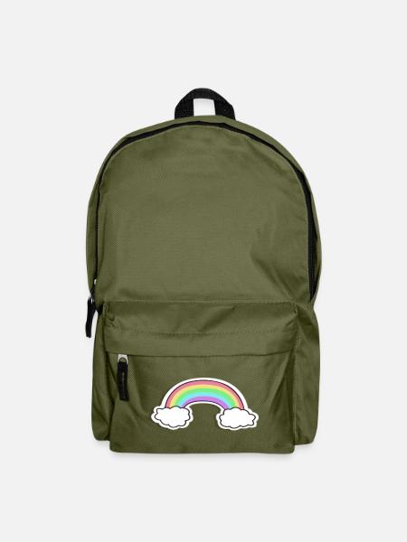 Pastellregenbogen mit Wolken Motiv - Rucksack - Olivgrün