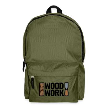 Wood Work Schriftzug Logo - Rucksack - Olivgrün - Vorne
