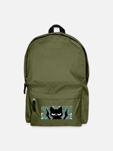 Katze mit Pistolen - Rucksack - Olivgrün