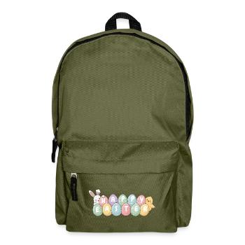 Cute Easter Bunny Chick and Eggs - Backpack - olive green - Front