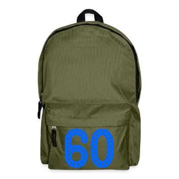 60. 60 YEARS. 60th ANNIVERSARY. 60TH BIRTHDAY. - Backpack - olive green - Front
