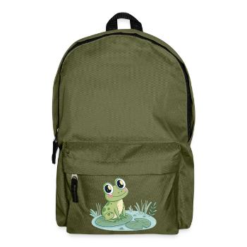 Niedlicher Frosch auf Seerose - Rucksack - Olivgrün - Vorne