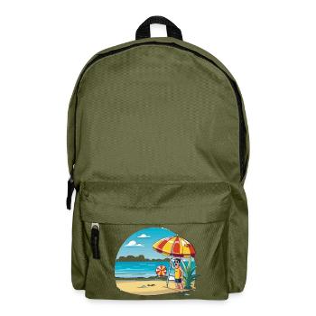 Strandurlaub Cartoon mit Sonnenschirm - Rucksack - Olivgrün - Vorne