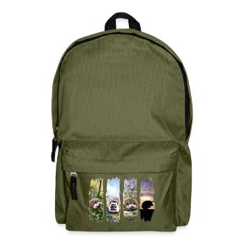 Cute hedgehog nature motif - Backpack - olive green - Front