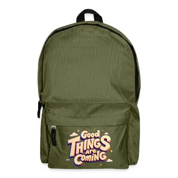 Good Things Are Coming — 3D-Pop-Typografie - Rucksack - Olivgrün - Vorne