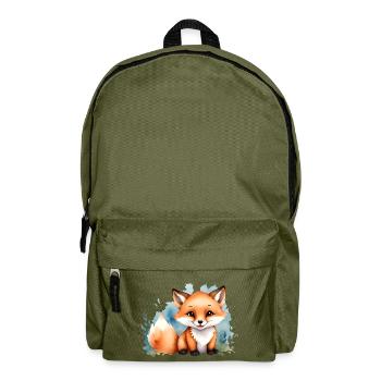 Niedlicher kleiner Fuchs - Aquarellmotiv - Rucksack - Olivgrün - Vorne
