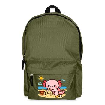 Cuddly Axolotl on the Beach - Backpack - olive green - Front