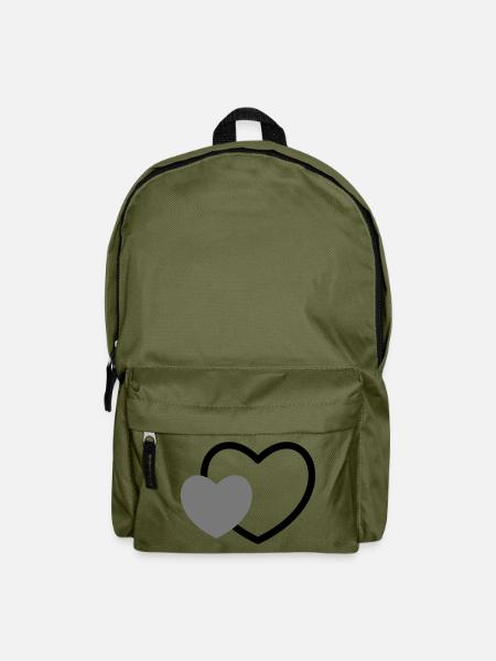 Herz im Herz I 2 Herzen Liebe Geschenk - Rucksack - Olivgrün
