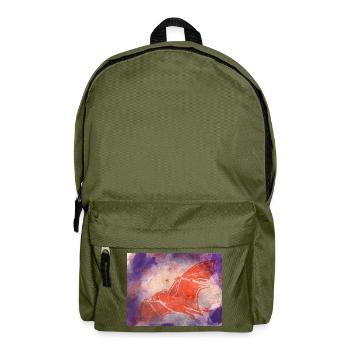 Mystical red bat in watercolor style - Backpack - olive green - Front
