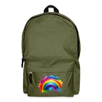 Regenbogen Watercolor Wasserfarben bunt - Rucksack - Olivgrün - Vorne