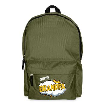 Motif de bande dessinée Super Grandpa - Sac à dos - vert olive - Devant