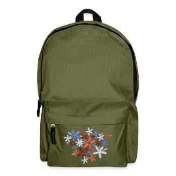 Aquarell Blumen - Rucksack - Olivgrün - Vorne