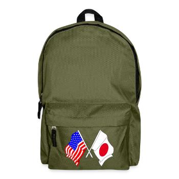 Flag of the United States USA and Flag Japan - Backpack - olive green - Front
