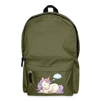 Sleeping unicorn with rainbow mane - Backpack - olive green - Front