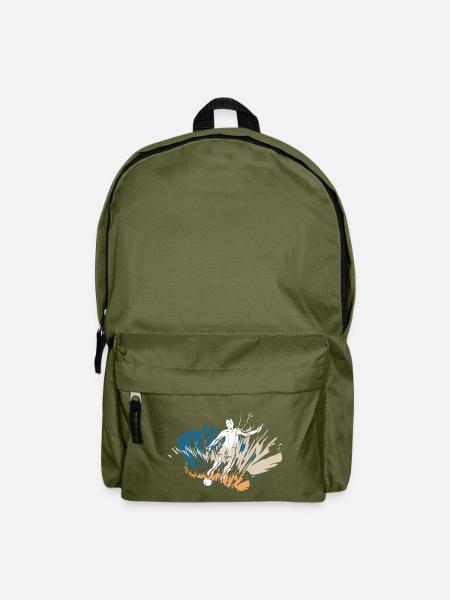 Fußballspieler mit dem Fussball - Rucksack - Olivgrün