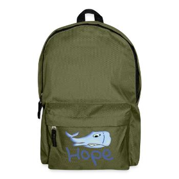 Hope the sick whale humpback whale as cartoon - Backpack - olive green - Front